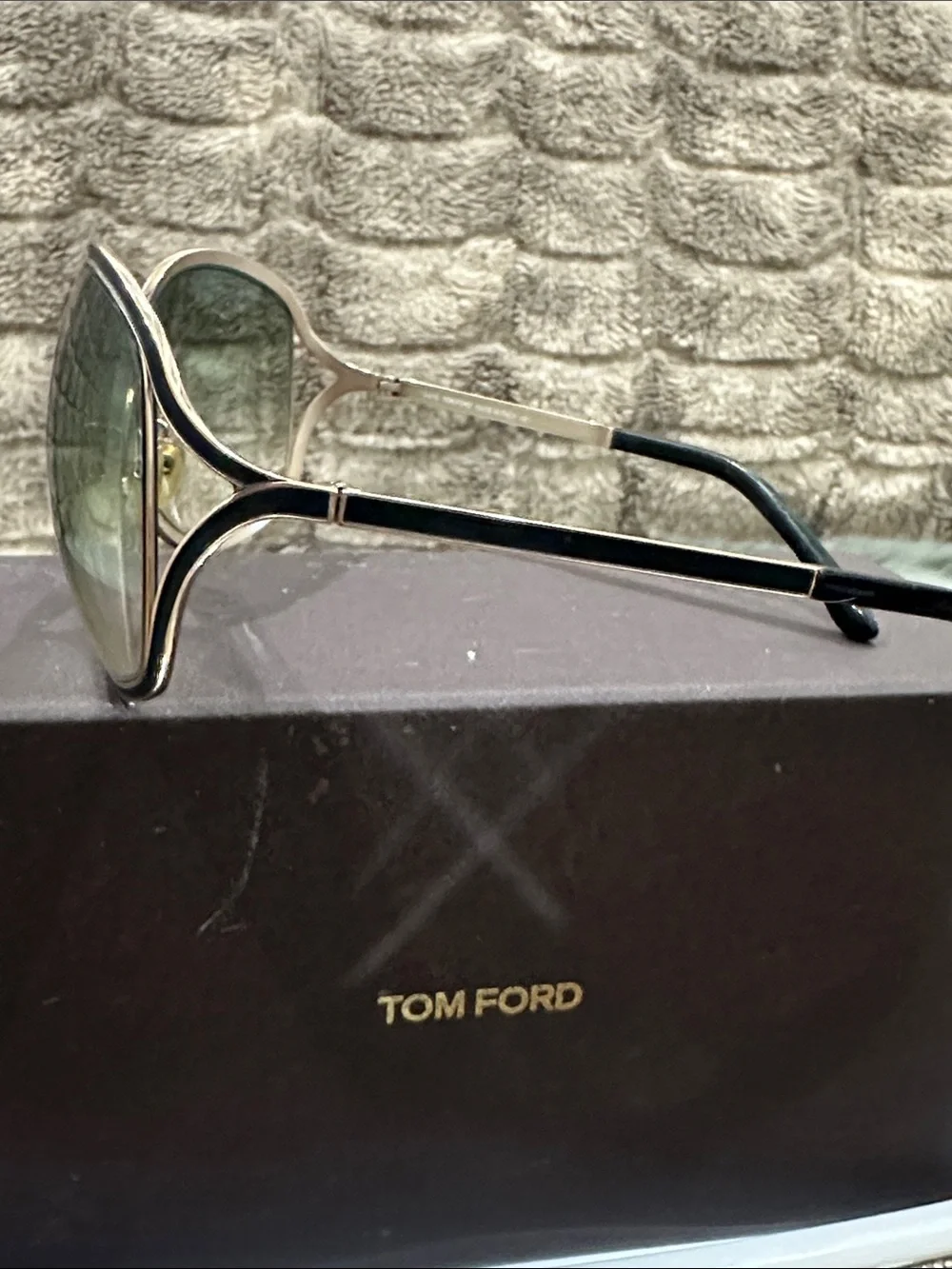 TOM FORD Women's Gold & Black Sunglasses with smoke Lenses